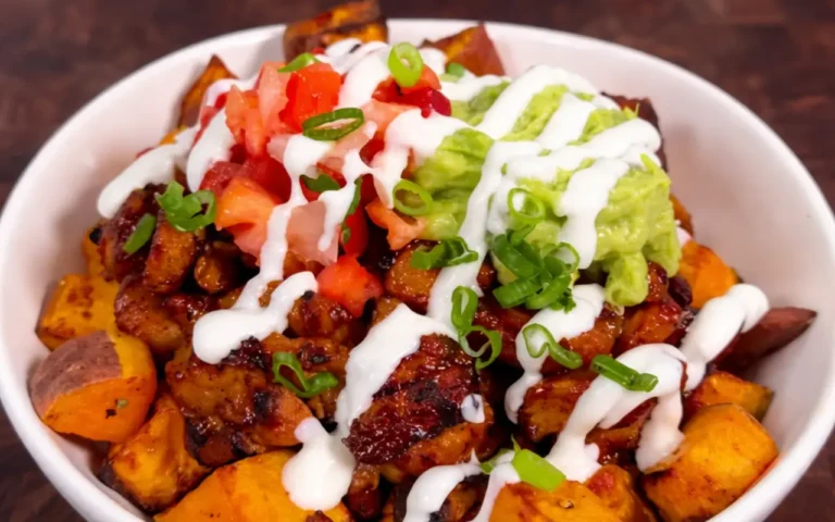 High Protein Sticky Chicken Sweet Potato Bowl