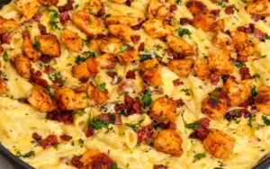 High Protein Creamy Chicken Bacon Ranch Pasta