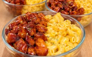 Easy High Protein Meal Prep Honey BBQ Chicken Mac & Cheese