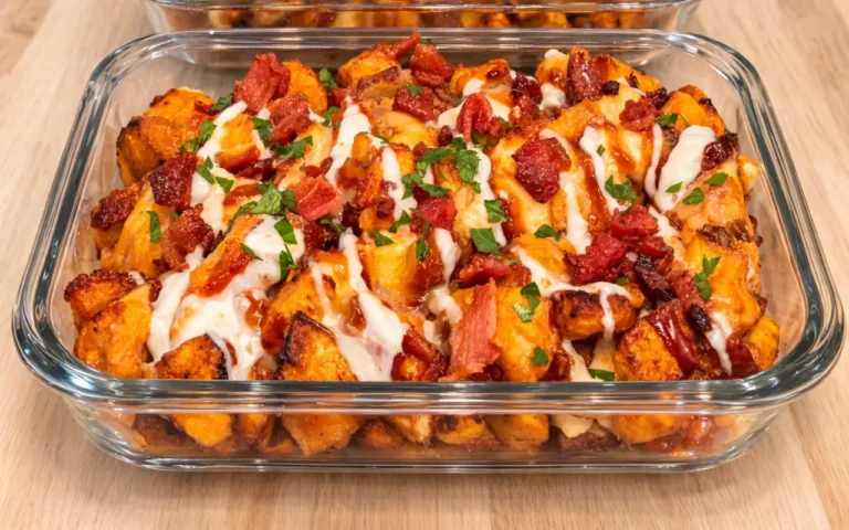 High Protein Cheesy Chicken Bacon Ranch with Crispy Potatoes