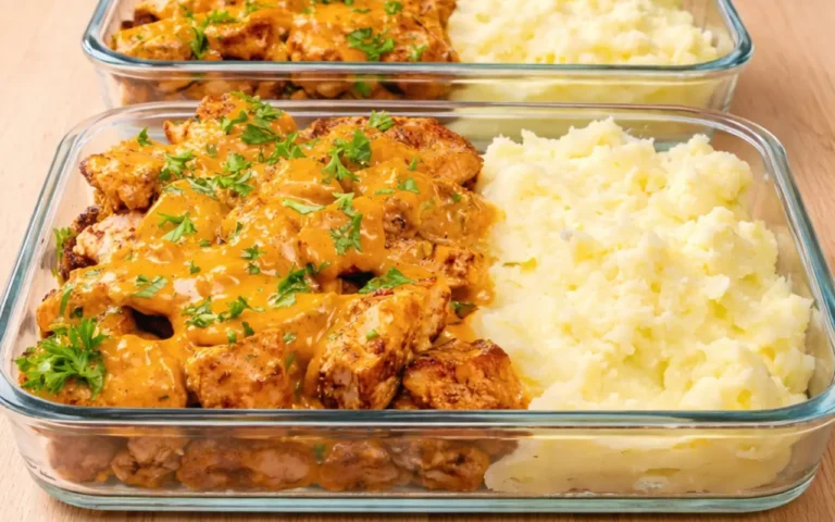 High Protein Creamy Garlic Chicken & Mashed Potatoes