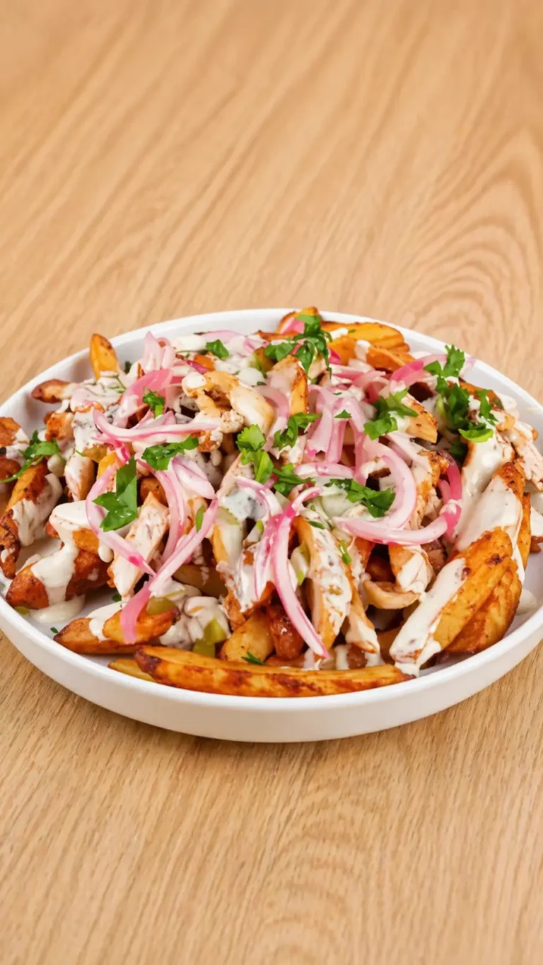 High protein chicken shawarma loaded fries