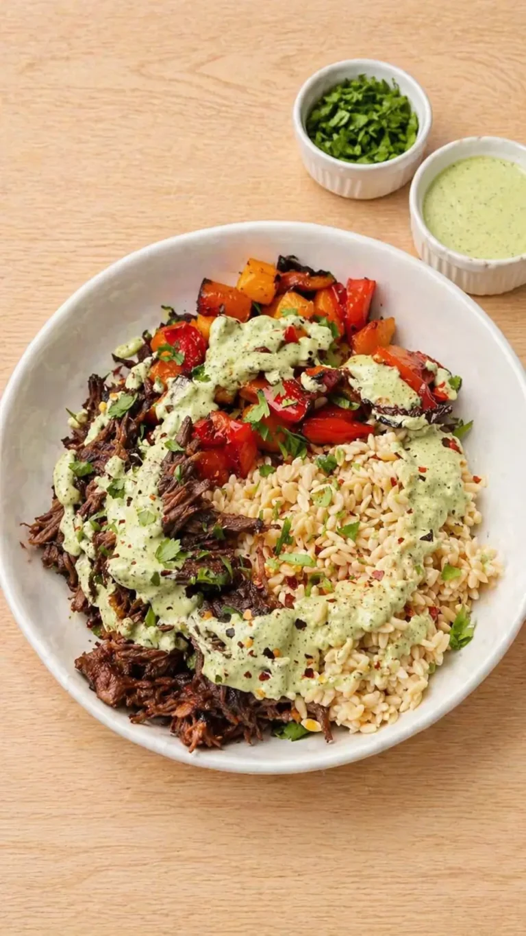 Mediterranean Shredded Beef Bowl (High Protein + Low Carb)
