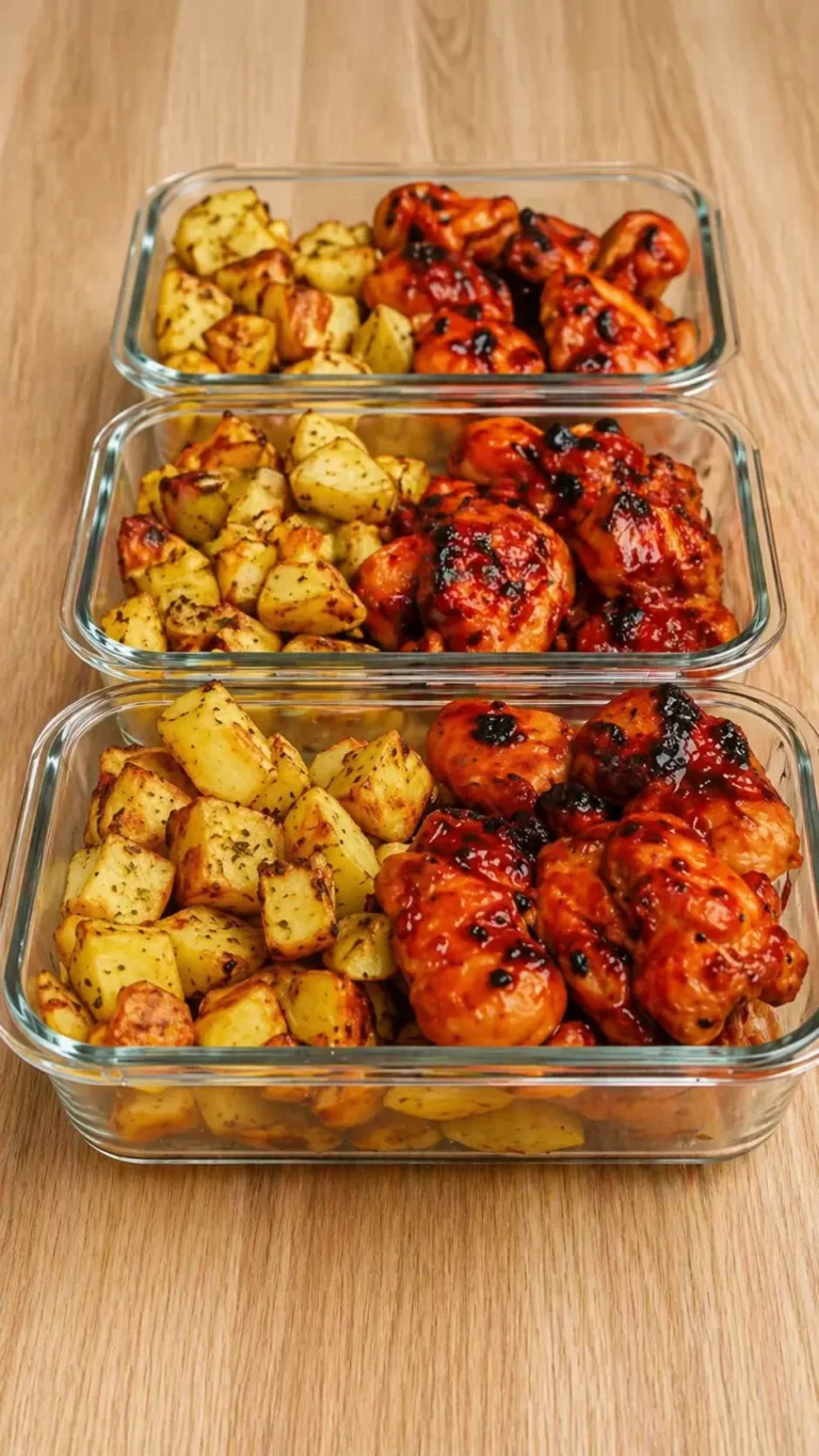 High Protein Honey BBQ Chicken with Crispy Potatoes